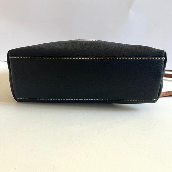 DOONEY & BOURKE Dillen Satchel, Black and Brown Leather Crossbody, + Bag Scarf! - Picture 10 of 15